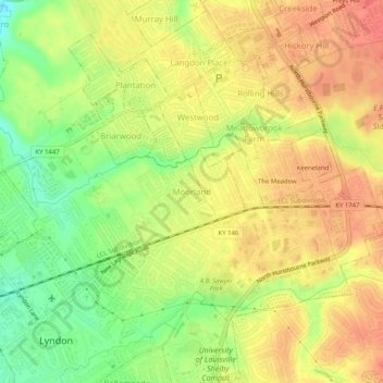 Moorland topographic map, elevation, terrain