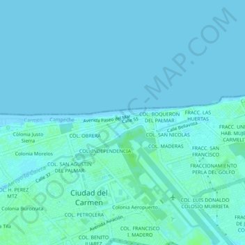 COL. SAN CARLOS topographic map, elevation, terrain