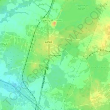 Weragama topographic map, elevation, terrain