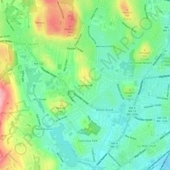 June Street topographic map, elevation, terrain