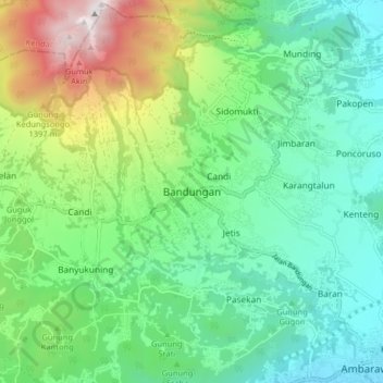 Bandungan topographic map, elevation, terrain