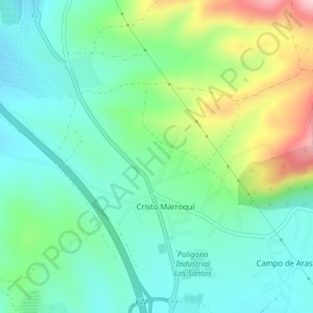 Sierra de Aras topographic map, elevation, terrain