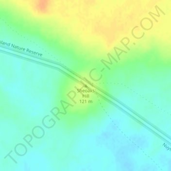 Sheoaks Hill topographic map, elevation, terrain