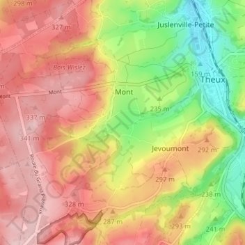 Hodbomont topographic map, elevation, terrain