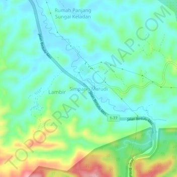 Simpang Marudi topographic map, elevation, terrain