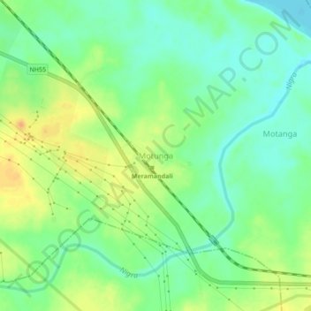 Motunga topographic map, elevation, terrain