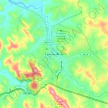 Pará de Minas topographic map, elevation, terrain
