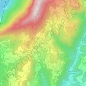 Cavalo topographic map, elevation, terrain