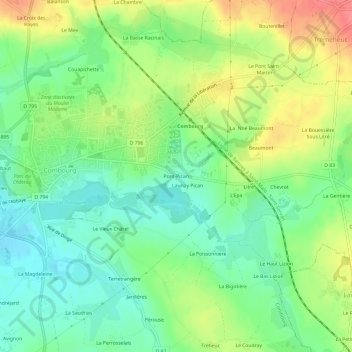 Pont-Pican topographic map, elevation, terrain
