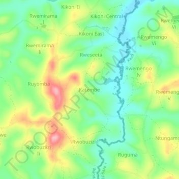 Katembe topographic map, elevation, terrain