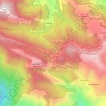 Haathi Paon topographic map, elevation, terrain