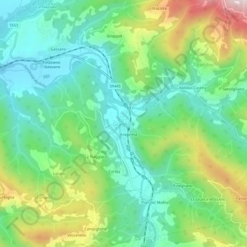 Gragnola topographic map, elevation, terrain