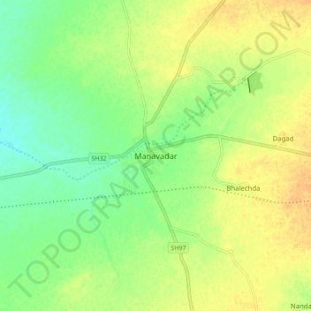 Manavadar topographic map, elevation, terrain