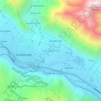 Chichubamba topographic map, elevation, terrain