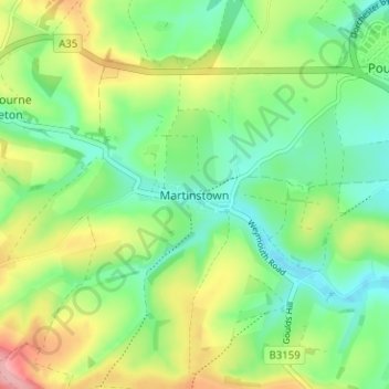 Martinstown topographic map, elevation, terrain