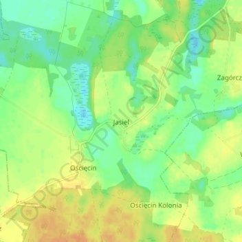 Jasiel topographic map, elevation, terrain