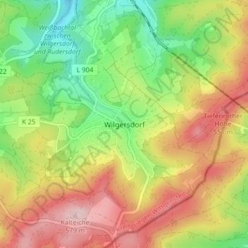 Wilgersdorf topographic map, elevation, terrain