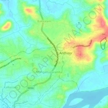 Dharmasala topographic map, elevation, terrain