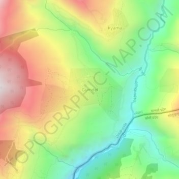 Gumdel topographic map, elevation, terrain