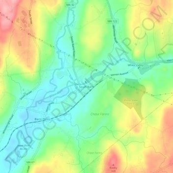 South Barre topographic map, elevation, terrain