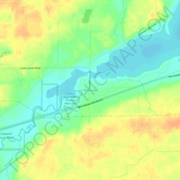 Warsaw topographic map, elevation, terrain