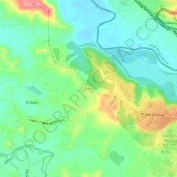 Chimbi topographic map, elevation, terrain