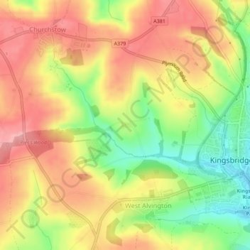 Lower Holditch topographic map, elevation, terrain