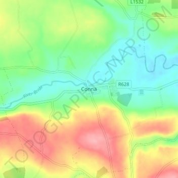 Conna topographic map, elevation, terrain