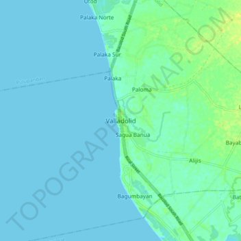 Valladolid topographic map, elevation, terrain