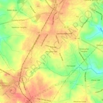 Meadow Park topographic map, elevation, terrain