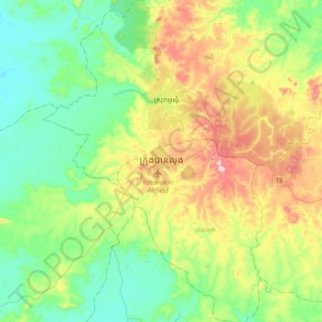 Banlung topographic map, elevation, terrain