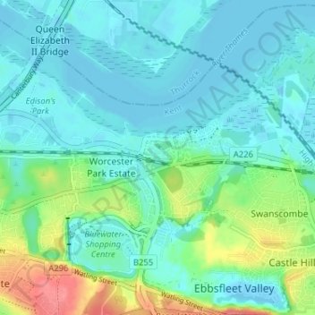 Greenhithe topographic map, elevation, terrain
