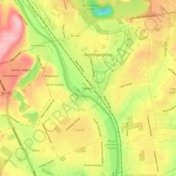 Newport topographic map, elevation, terrain