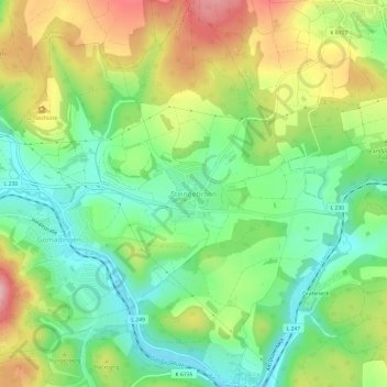 Steingebronn topographic map, elevation, terrain
