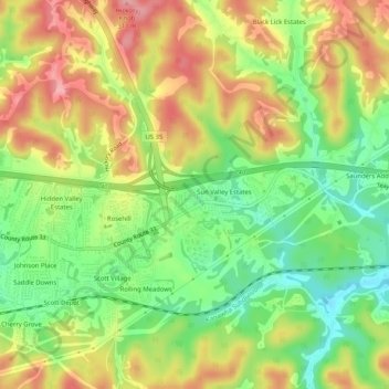 Teays Villa topographic map, elevation, terrain