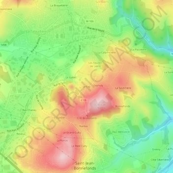 Le Fay topographic map, elevation, terrain