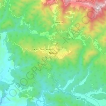 Nahan topographic map, elevation, terrain