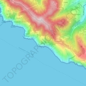 Schiara topographic map, elevation, terrain