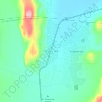 Olifantshoek topographic map, elevation, terrain