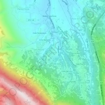 Barano topographic map, elevation, terrain