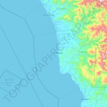 South Pandan Island topographic map, elevation, terrain