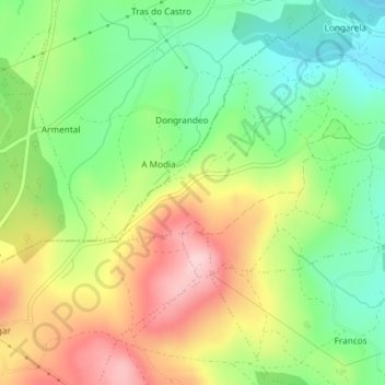 As Estibadas topographic map, elevation, terrain