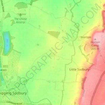 Little Sodbury End topographic map, elevation, terrain