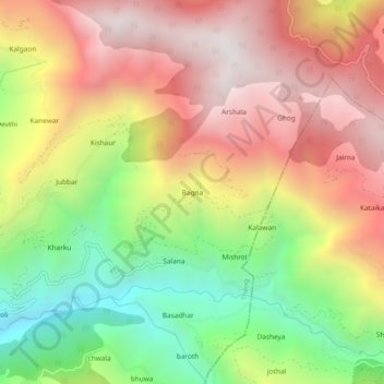 Bagna topographic map, elevation, terrain
