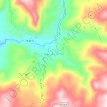 Granja Porcon topographic map, elevation, terrain