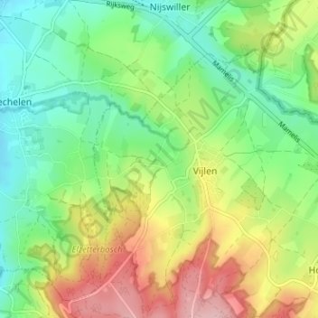 Melleschet topographic map, elevation, terrain