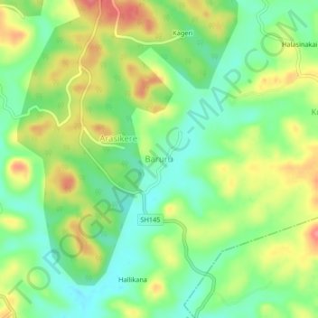 Baruru topographic map, elevation, terrain