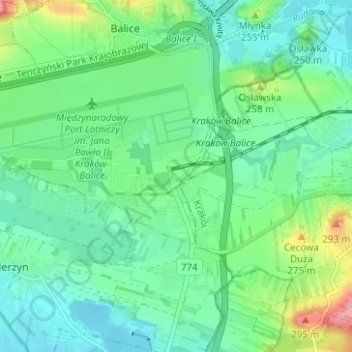 Werychów topographic map, elevation, terrain