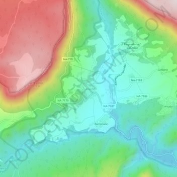 Zudaire topographic map, elevation, terrain