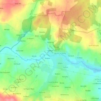 Kerlijer topographic map, elevation, terrain